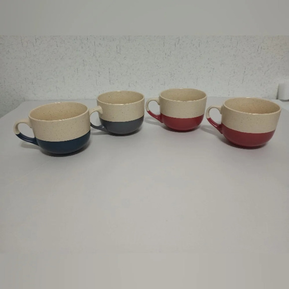 ELANYA Coffee Cup Mugs Set Of 4 Oversized Speckled - Picture 3 of 7